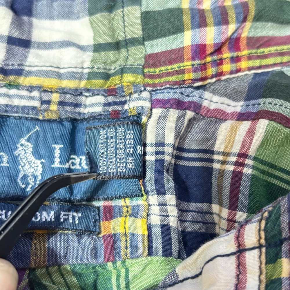 VTG Polo Ralph Lauren Patchwork Button Down Shirt Madras Multicolor Preppy XL - Picture 6 of 12